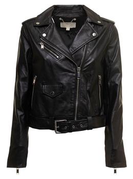 Michael Kors | MICHAEL Michael Kors M Michael Kors Womans Black Leather Biker Jacket商品图片,7.5折
