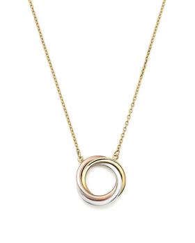 商品Bloomingdale's | 14K Rose, Yellow and White Gold Ring Pendant Necklace, 18" - 100% Exclusive,商家Bloomingdale's,价格¥9792图片