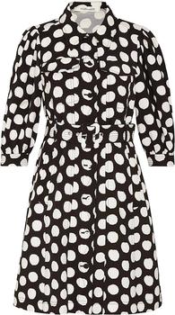 Diane von Furstenberg | Britney Abstract Dot Belted Shirt Dress in White/Medium Black商品图片,5.4折