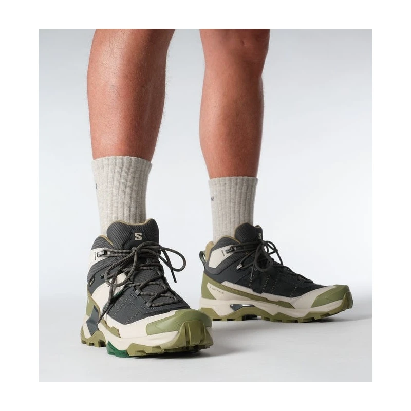 Salomon | Salomon萨洛蒙 X ULTRA 5 MID GORE-TEX系列男士深灰色/浅绿色/绿色织物登山鞋,商家VPF,价格¥1588