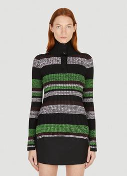 推荐Button Up Striped Sweater in Black商品