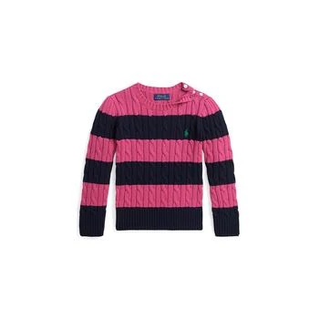 Ralph Lauren | Toddler and Little Girls Striped Cable-Knit Cotton Sweater,商家Macy's,价格¥312