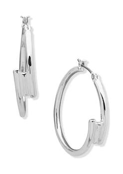 product Silver Tone 32 Millimeter Click It Hoop Pierced Earrings image