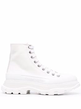 推荐Alexander Mcqueen Women's White Cotton Ankle Boots商品