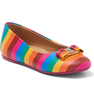 菲拉格慕鞋子, Salvatore Ferragamo | Kids' Striped Bow Flat商品图片 3.4折