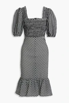 Ganni | Smocked gingham seersucker dress 2.5折×额外9.5折, 额外九五折