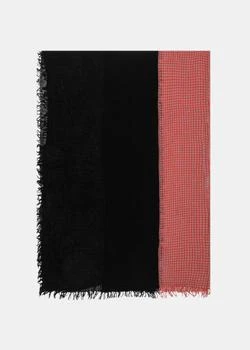 YOHJI YAMAMOTO | YOHJI YAMAMOTO Black & Red Two-Tone Needle Punch Scarf,商家NOBLEMARS,价格¥2366