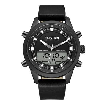 Kenneth Cole | Men's Ana-digi Black Synthetic Leather Strap Watch , 46mm商品图片,