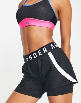Under Armour | Under Armour Play Up2.0 2 in 1 shorts in black商品图片,