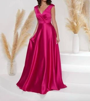 Christina Wu | Satin A-Line Gown In Hot Pink,商家Premium Outlets,价格¥1571