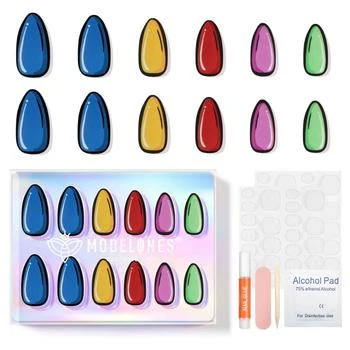 MODELONES | Pop Art - 24 Fake Nails 12 Sizes Short Almond Press on Nails Kit,商家MODELONES,价格¥57