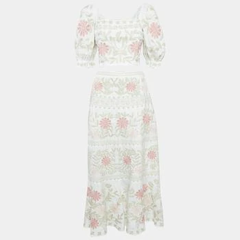 Antonio Berardi | Antonio Melani White Floral Embroidered Top and Skirt Set S,商家The Luxury Closet,价格¥1233