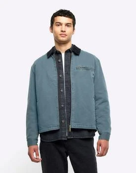 River Island | River Island Washed regular fit canvas jacket in green 
