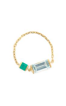 商品Yi Collection | Yi Collection - 18K Yellow Gold Aquamarine And Emerald Chain Ring - Green - US 6 - Moda Operandi - Gifts For Her,商家Moda Operandi,价格¥6771图片