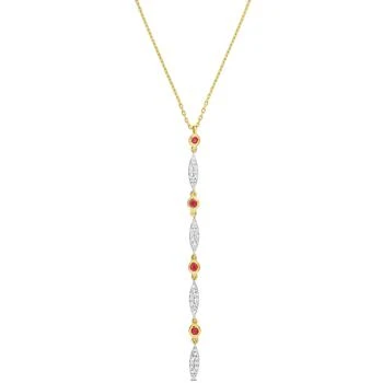 Mimi & Max | Mimi & Max 1/5ct TDW Diamond & 1/6 TGW Ruby Lariat Necklace in 10k Yellow Gold - 16.5 in,商家Premium Outlets,价格¥2734