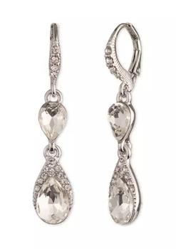 推荐Silver Tone Crystal Pear Stone Double Drop Earrings商品