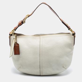 推荐Coach White/Brown Leather Zip Hobo商品