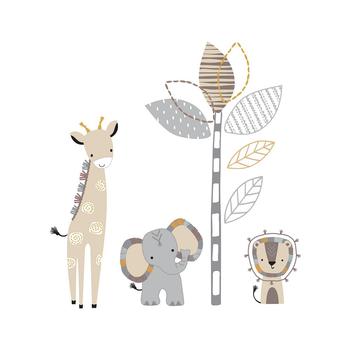 商品Lambs & Ivy | Lambs  Ivy Jungle Safari Gray/Tan Elephant/Giraffe Nursery Wall Decals/Stickers,商家Macy's,价格¥136图片
