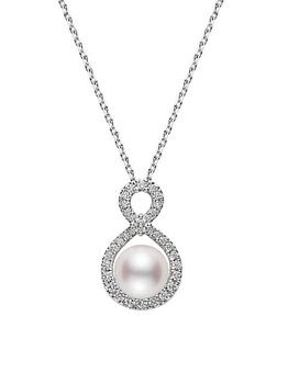 商品Riu 18K White Gold, Diamond & Akoya Pearl Pendant Necklace图片