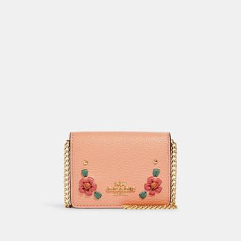 商品Coach Outlet Mini Wallet On A Chain With Floral Whipstitch图片