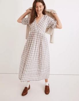 女装Madewell, Madewell | Marianna Puff-Sleeve Midi Dress in Plaid商品图片 8.1折