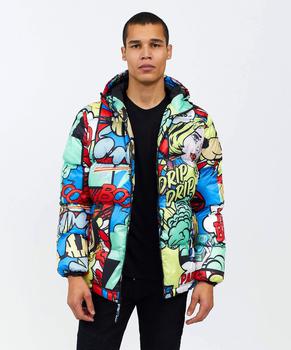 Reason Clothing | Comic Allover Print Hooded Puffer Jacket商品图片,5折×额外8折, 额外八折