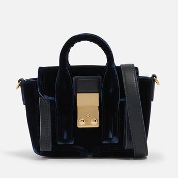3.1 Phillip Lim | 3.1 Phillip Lim Pashli Nano Leather-Trimmed Velvet Shoulder Bag商品图片,满$345减$110, 满减