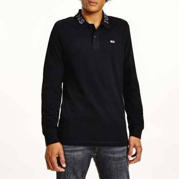推荐Tommy Jeans Men's Tonal Logo Long Sleeve Polo Shirt - Black商品