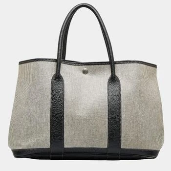 [二手商品] Hermes | Hermes Beige Toile Canvas and Leather Garden Party Tote Bag 