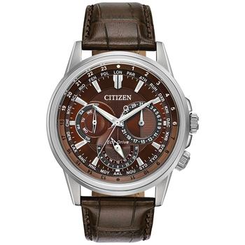 更多西铁城光动能, Citizen | Eco-Drive Men's Calendrier Brown Leather Strap Watch 44mm商品图片 9折