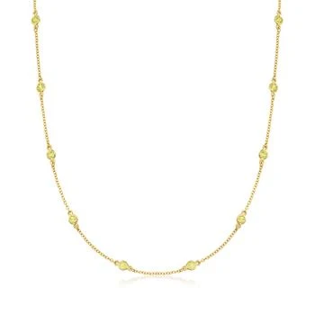 Ross-Simons | Ross-Simons Bezel-Set Peridot Station Necklace in 18kt Gold Over Sterling 7折, 独家减免邮费