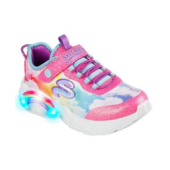 SKECHERS | Little Girls S Lights - Rainbow Racer Light-Up Stay-Put Closure Casual Sneakers from Finish Line商品图片,8.1折