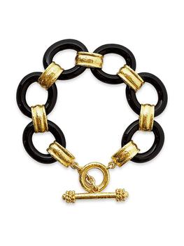 商品Elizabeth Locke | 19K Yellow Gold & Black Jade Chain Bracelet,商家Saks Fifth Avenue,价格¥67579图片