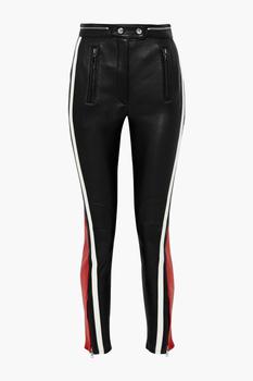 Alexander McQueen | Zip-embellished striped leather skinny pants商品图片,3折×额外7.5折, 额外七五折