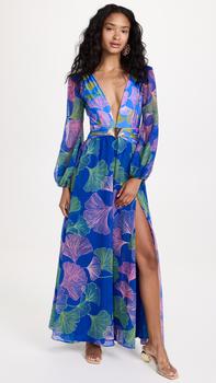 推荐Ocean Leaf Plunge Maxi Dress商品