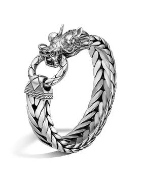 推荐Men's Naga Silver Dragon Head Bracelet on Fishtail Chain商品