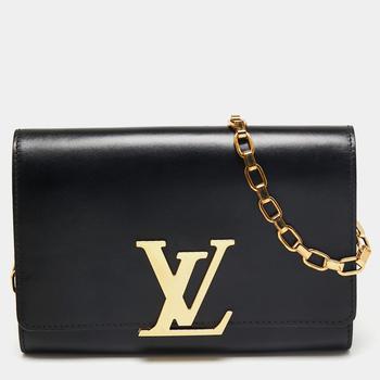 lv链条包, [二手商品] Louis Vuitton | Louis Vuitton Black Leather Chain Louise GM Bag商品图片 6.5折