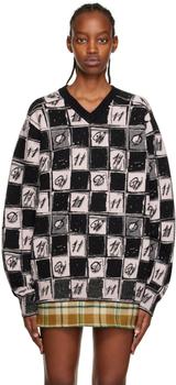 We11done | Pink Chess Board Sweater商品图片,5.7折