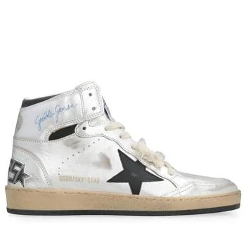 推荐Ladies Silver/Black Sky Star High-Top Laminated Leather Sneakers商品