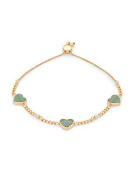 Effy | 14K Yellow Gold, Malachite & Diamond Heart Charm Bracelet商品图片,3折