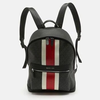 推荐Michael Kors Black/Bright Red Signature Coated Canvas Striped Cooper Backpack商品