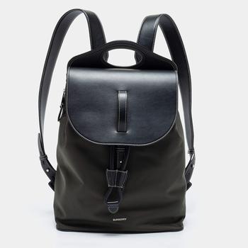 burberry包, Burberry | Burberry Black/Green Leather and Nylon Pocket Backpack商品图片 6.9折