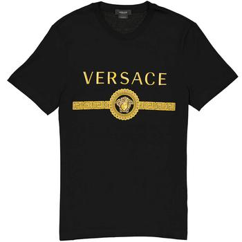 男士休闲范思哲t恤, Versace | Mens Black Cotton Medusa Logo Short-sleeve T-shirt商品图片 4.9折