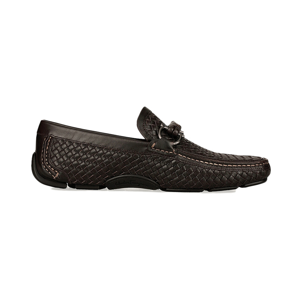牛皮菲拉格慕皮带, Salvatore Ferragamo | Salvatore Ferragamo 菲拉格慕 男士深棕色牛皮编织格纹休闲驾车鞋 0570447-P-C-CAFF商品图片 独家减免邮费
