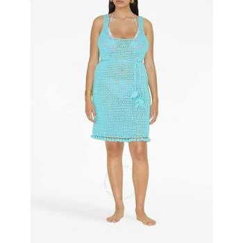 推荐Ladies Bright Topaz Blue Crochet Mini Dress商品