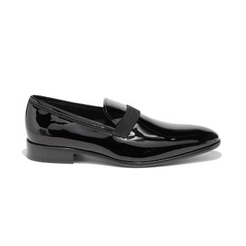 菲拉格慕男鞋板鞋, Salvatore Ferragamo | SALVATORE FERRAGAMO 男士黑色漆皮乐福鞋 0514670商品图片 独家减免邮费