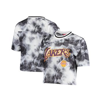 Mitchell and Ness | Women's Black and White Los Angeles Lakers Hardwood Classics Tie-Dye Cropped T-shirt商品图片,