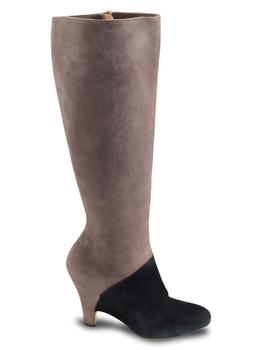 菲拉格慕鞋女靴, [二手商品] Salvatore Ferragamo | Salvatore Ferragamo 2 Tone Knee High Boots In Ecru Suede Boots商品图片 
