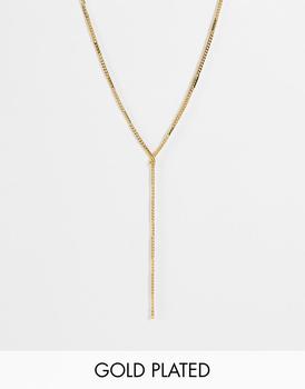 商品ASOS DESIGN 14k gold plated lariat necklace图片