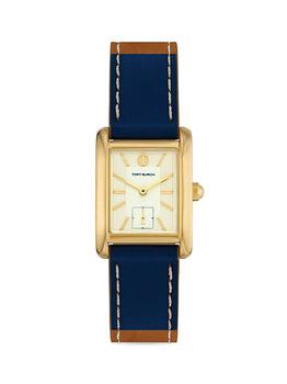 tory burch eleanor, Tory Burch | The Eleanor Goldtone Stainless Steel & Leather Strap Watch商品图片 